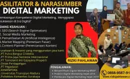 Trainer Bnsp 0858-9587-9128 Fasilitator Narasumber Digital Marketing Bnsp Dinas Komunikasi & Informatika Bojonegoro Samarinda Bogor Bandung Depok Tangerang Rizki Pahlawan