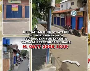 Dikontrakkan Kios Strategis Kawasan Bisnis & Niaga Surosutan Yogyakarta Kota.