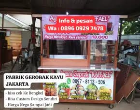 Jual Gerobak Mie Ayam Bakso Kayu Minimalis Murah Terdekat Jakarta