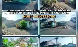 Rumah Strategis Di Jl. Santan Yogyakarta. Lt978 Lb100 Ld20 Shm Pinggir Jalan Besar.H: 0816729790