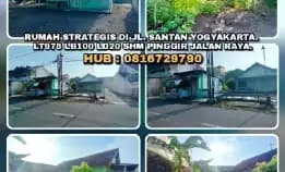 Rumah Strategis Di Jl. Santan Yogyakarta. Lt978 Lb100 Ld20 Shm Pinggir Jalan Besar.H: 0816729790>